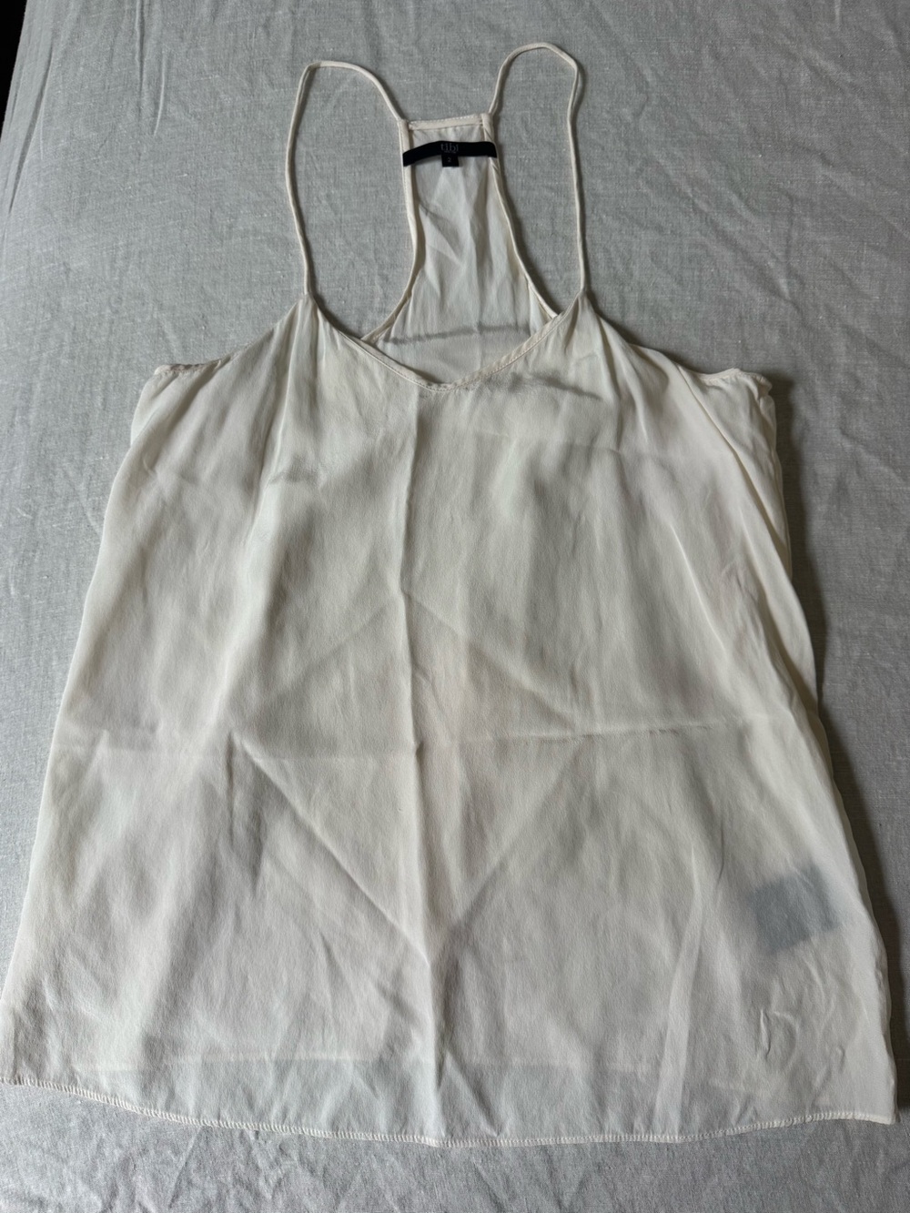 Tibi Ivory Silk Racerback Cami
